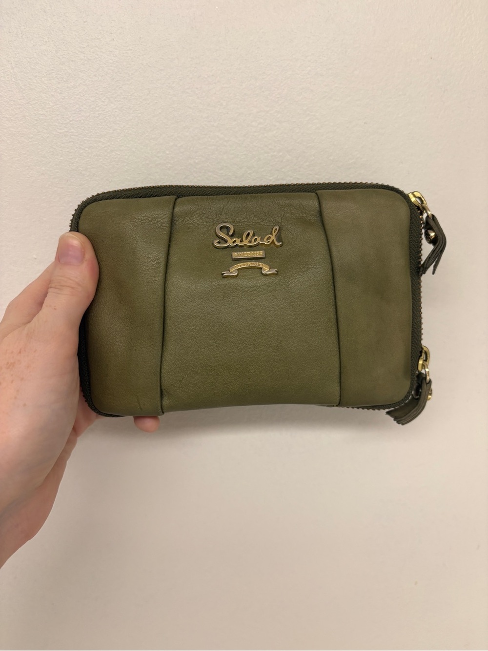 Salad Moss Green Wallet with logo pattern lining